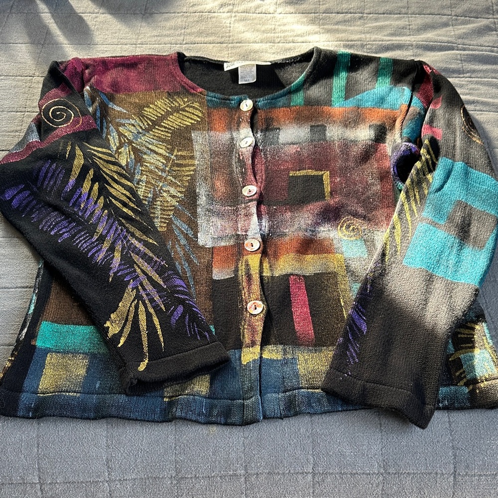 Margaritaville Colorful Abstract Button-Up Cardigan